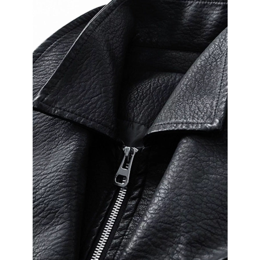 Men’s Plus Size Faux Leather Bomber Jacket Apparel and Accessories