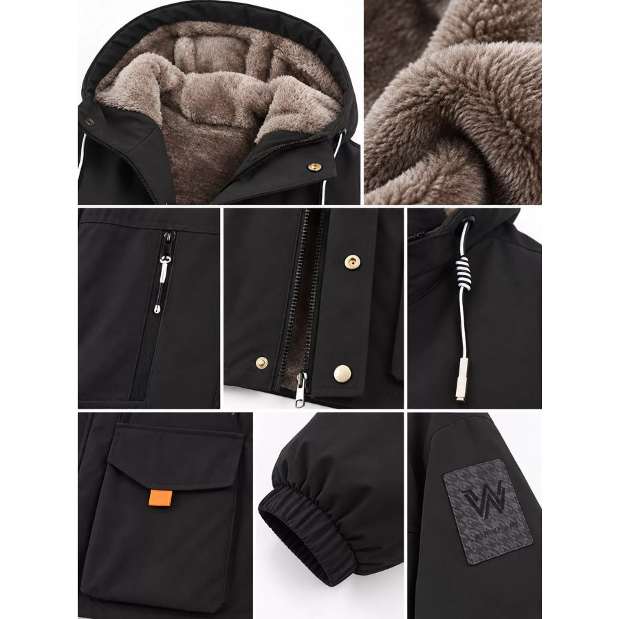 Men’s Plus Size Fleece-Lined Hooded Winter Parka Coat Apparel and Accessories