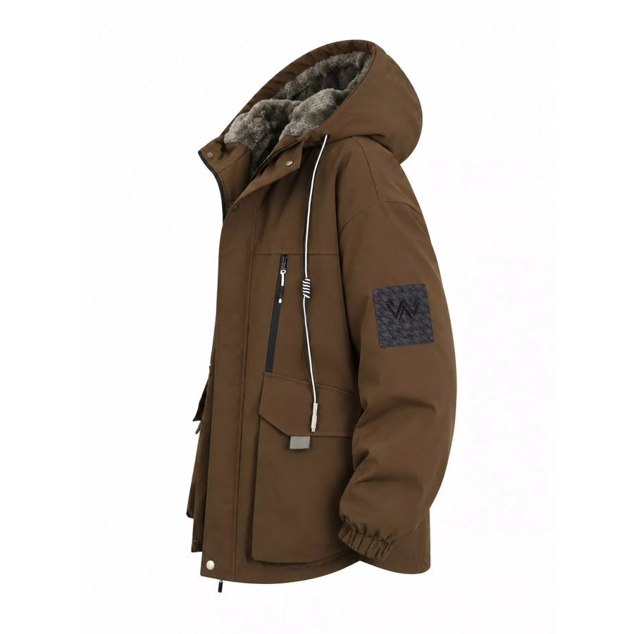 Men’s Plus Size Fleece-Lined Hooded Winter Parka Coat Apparel and Accessories