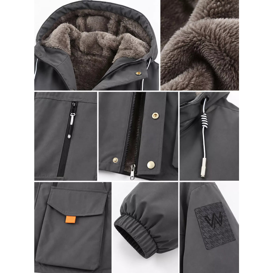 Men’s Plus Size Fleece-Lined Hooded Winter Parka Coat Apparel and Accessories