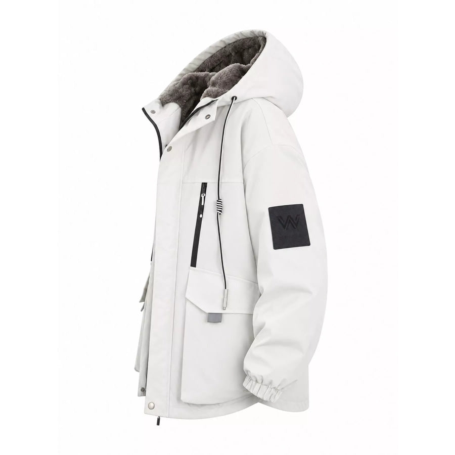 Men’s Plus Size Fleece-Lined Hooded Winter Parka Coat Apparel and Accessories