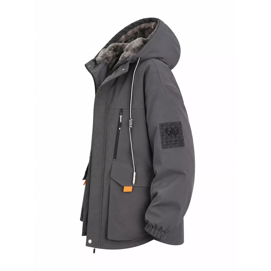 Men’s Plus Size Fleece-Lined Hooded Winter Parka Coat Apparel and Accessories