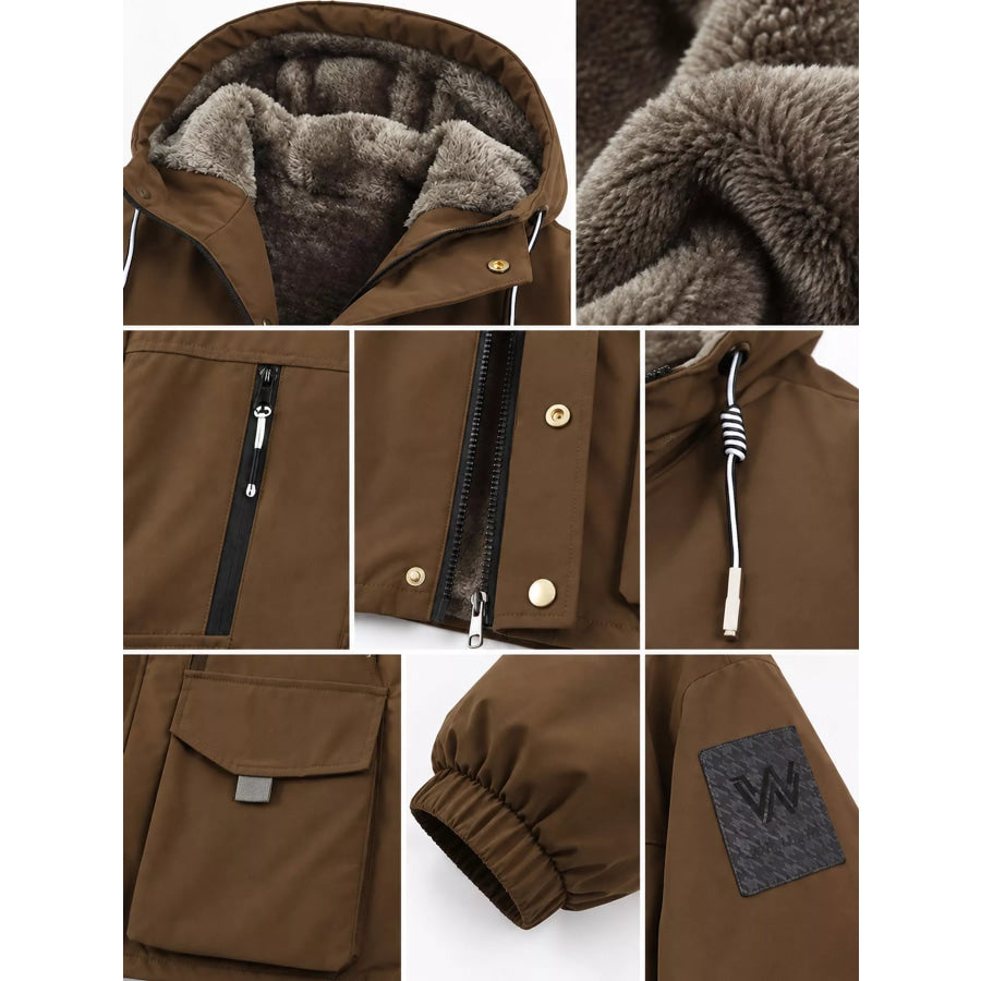 Men’s Plus Size Fleece-Lined Hooded Winter Parka Coat Apparel and Accessories
