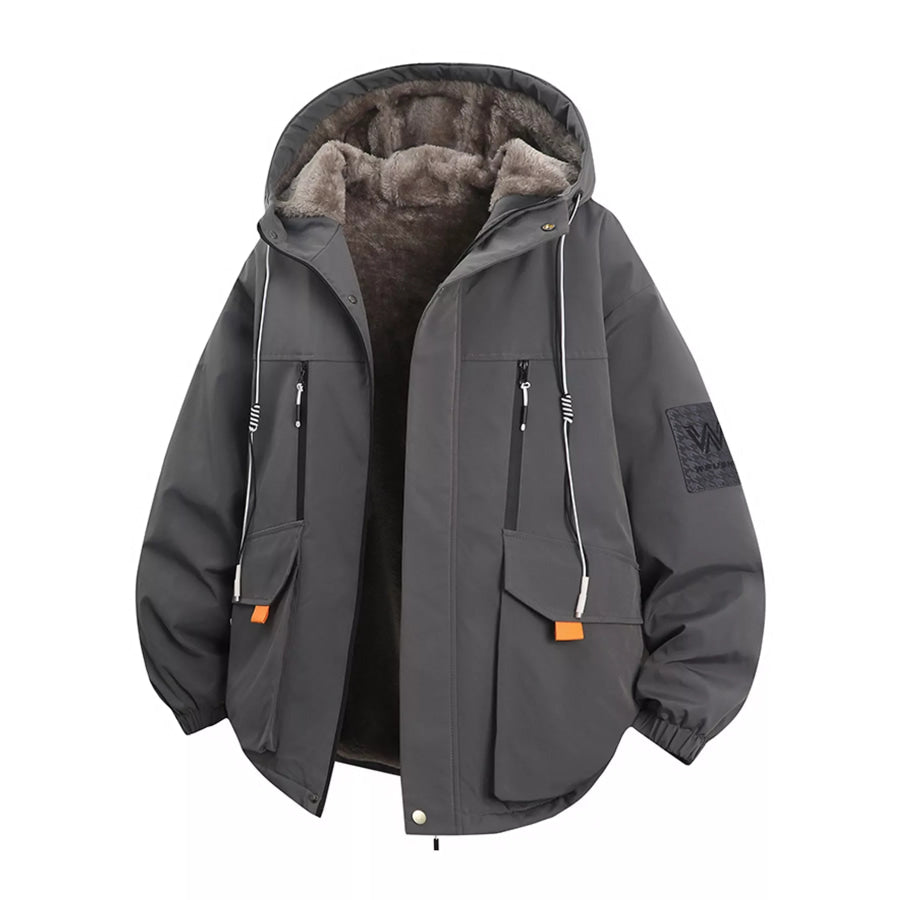 Men’s Plus Size Fleece-Lined Hooded Winter Parka Coat Gray / M Apparel and Accessories