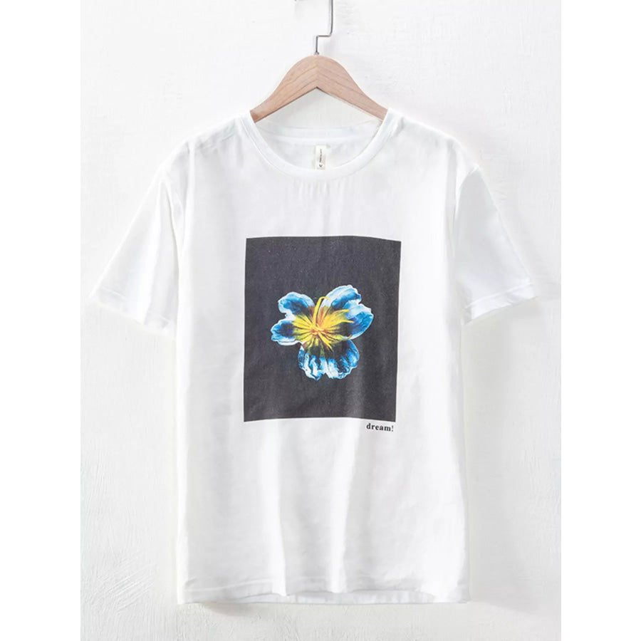 Men’s Plus Size Floral Graphic Relaxed Fit T-Shirt White / M Apparel and Accessories
