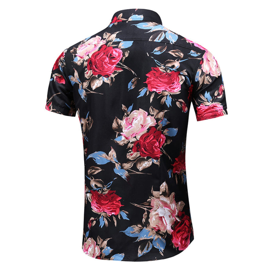 Men’s Plus Size Floral Print Short Sleeve Casual Shirt Apparel and Accessories