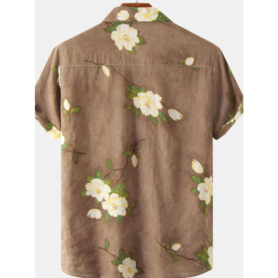 Men’s Plus Size Floral Print Short Sleeve Shirt Apparel and Accessories