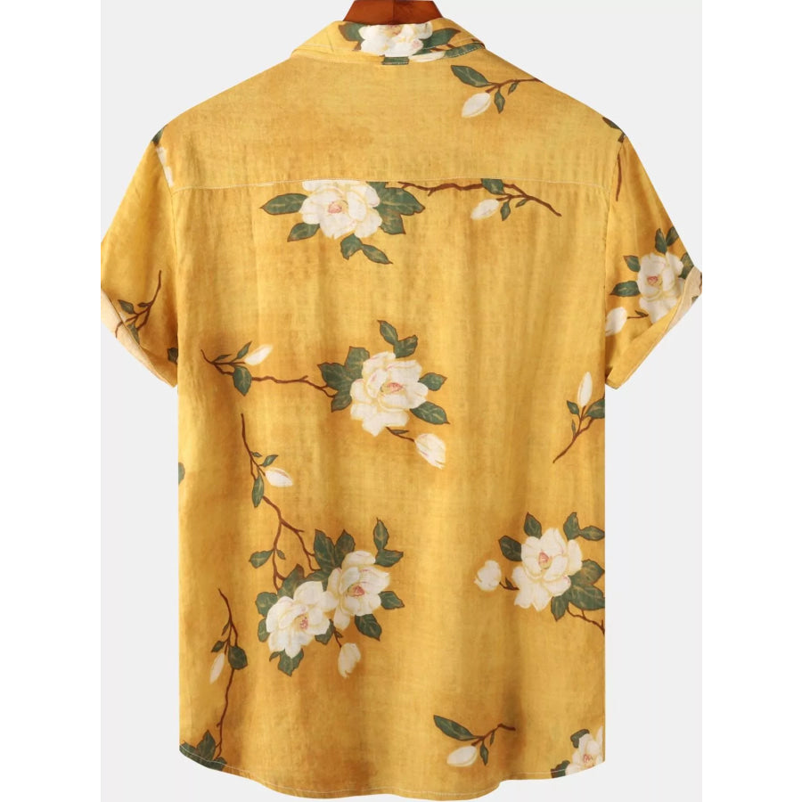 Men’s Plus Size Floral Print Short Sleeve Shirt Apparel and Accessories