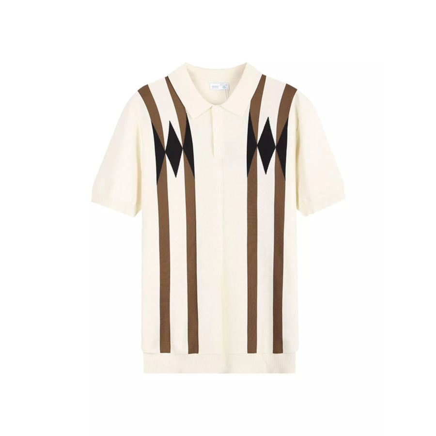 Men’s Plus Size Geometric Pattern Knitted Polo Apparel and Accessories