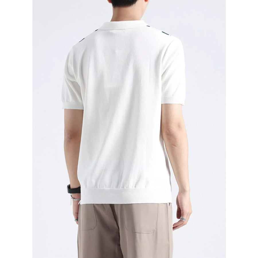 Men’s Plus Size Geometric Pattern Knitted Polo Apparel and Accessories