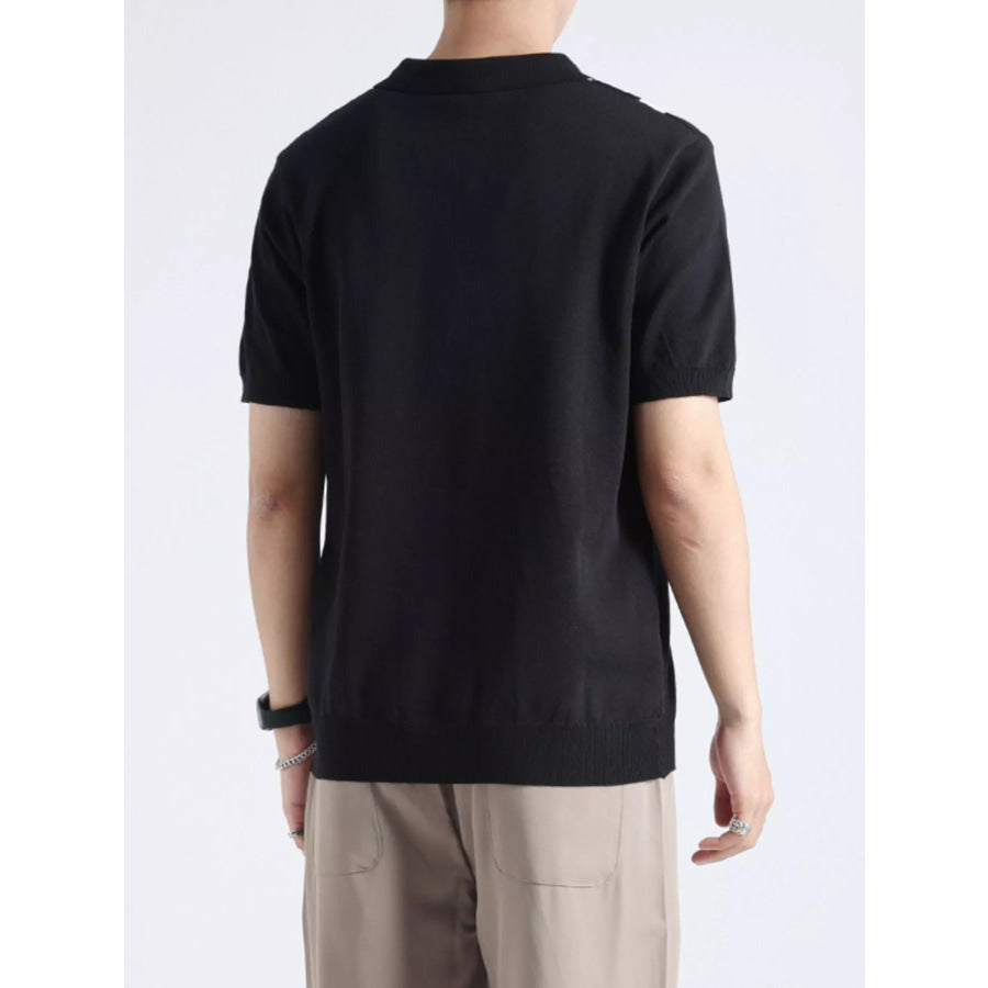 Men’s Plus Size Geometric Pattern Knitted Polo Apparel and Accessories