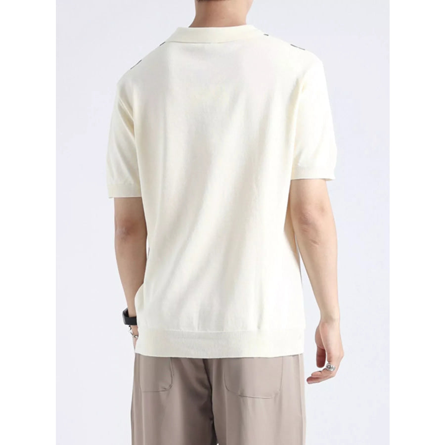 Men’s Plus Size Geometric Pattern Knitted Polo Apparel and Accessories
