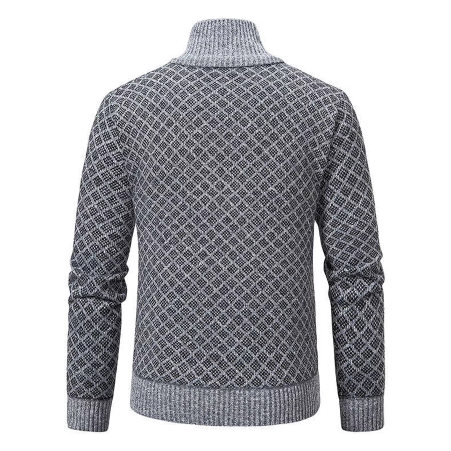 Men’s Plus Size Geometric Patterned Full-Zip Cardigan Apparel and Accessories