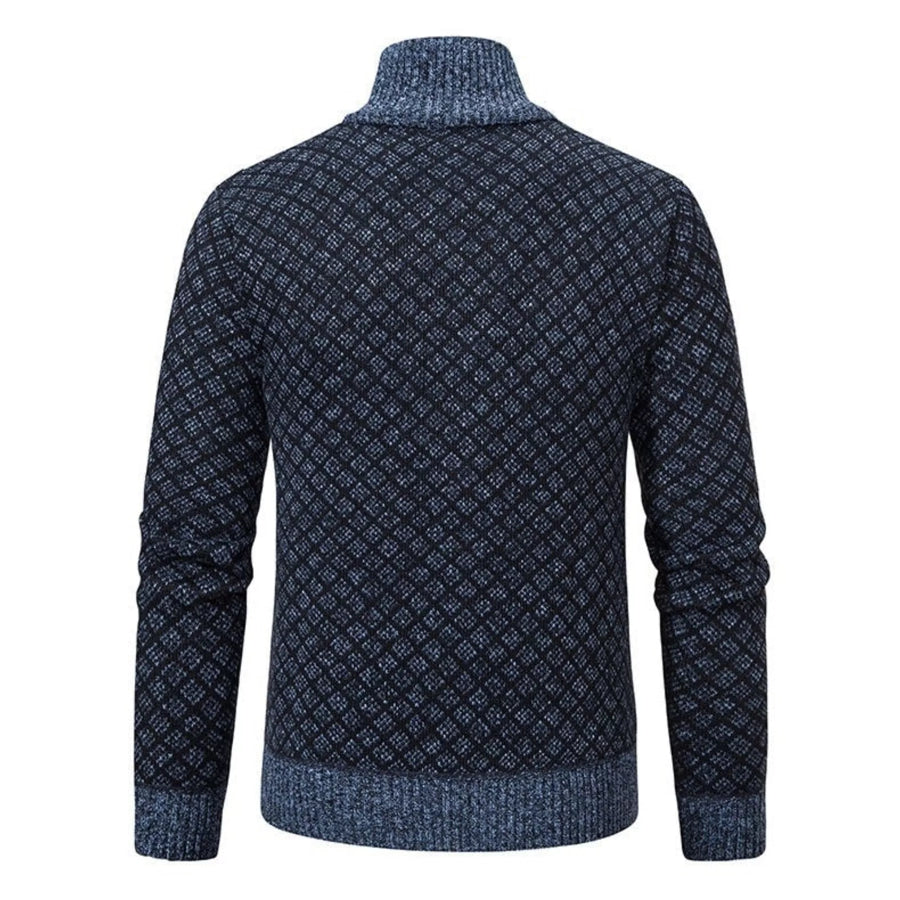 Men’s Plus Size Geometric Patterned Full-Zip Cardigan Apparel and Accessories