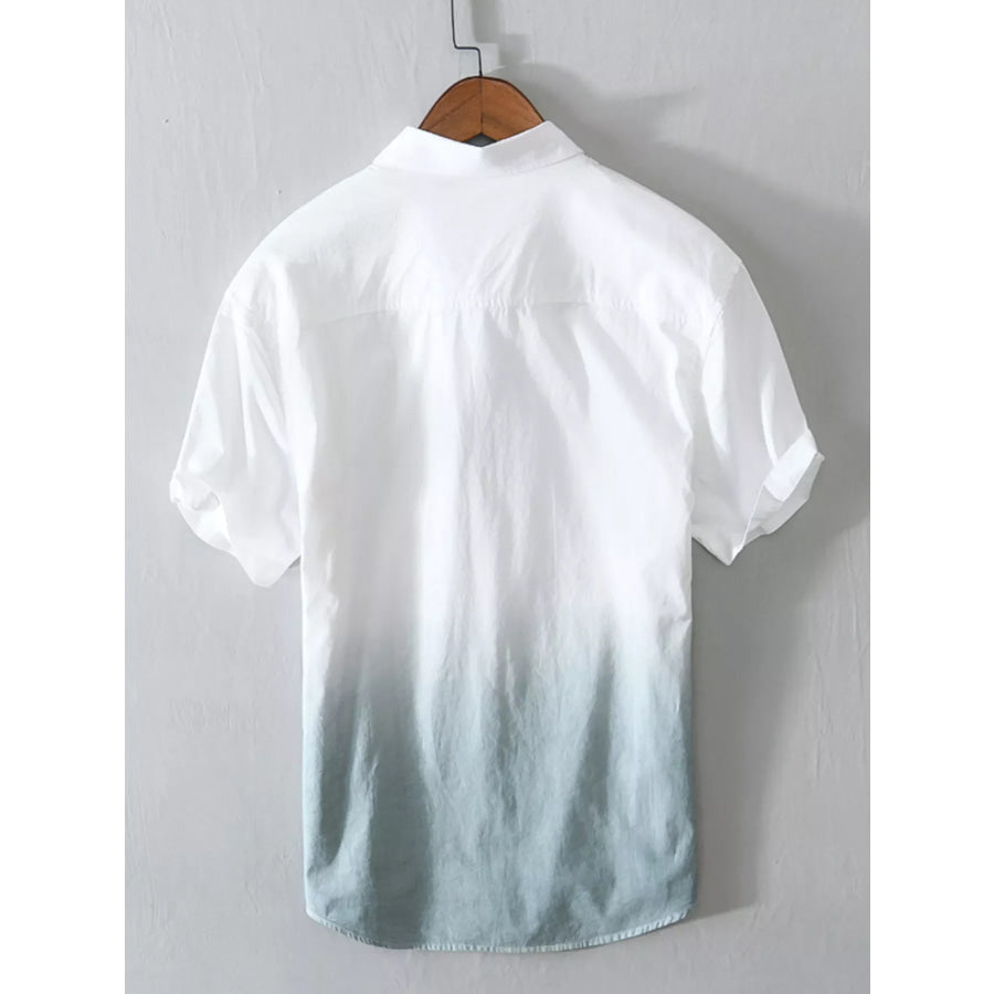 Men’s Plus Size Gradient Casual Short Sleeve Shirt Apparel and Accessories