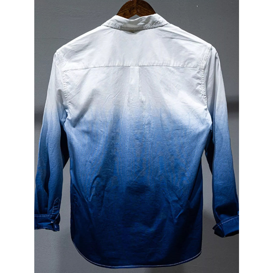 Men’s Plus Size Gradient Long Sleeve Shirt Apparel and Accessories