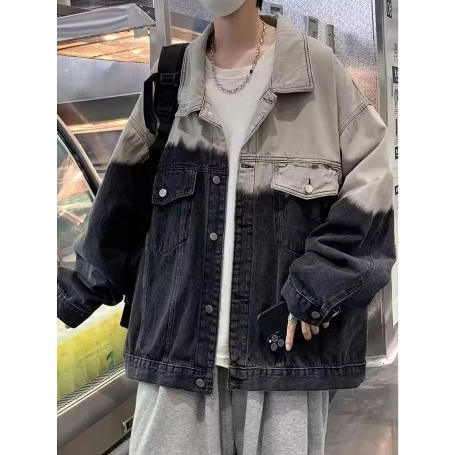 Men’s Plus Size Gradient Wash Denim Jacket Apparel and Accessories