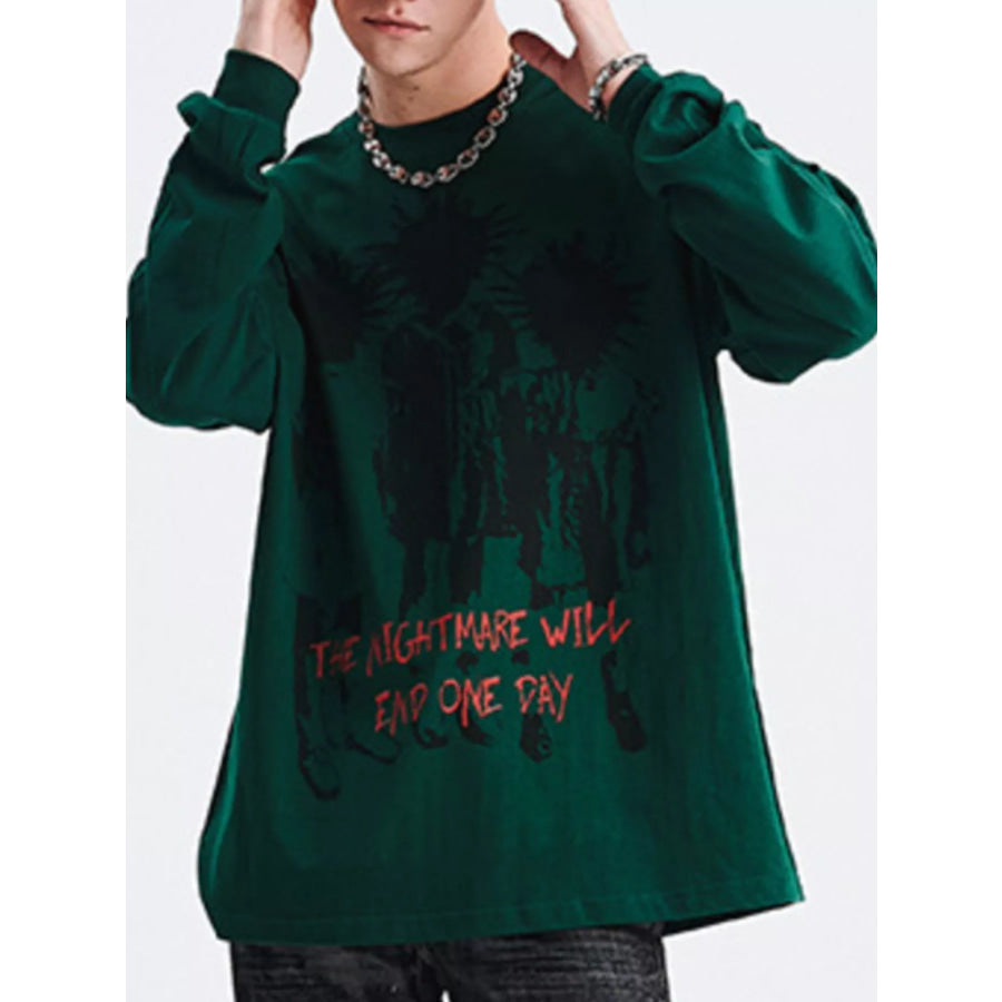 Men’s Plus Size Graphic Long Sleeve T-Shirt Green / S Apparel and Accessories