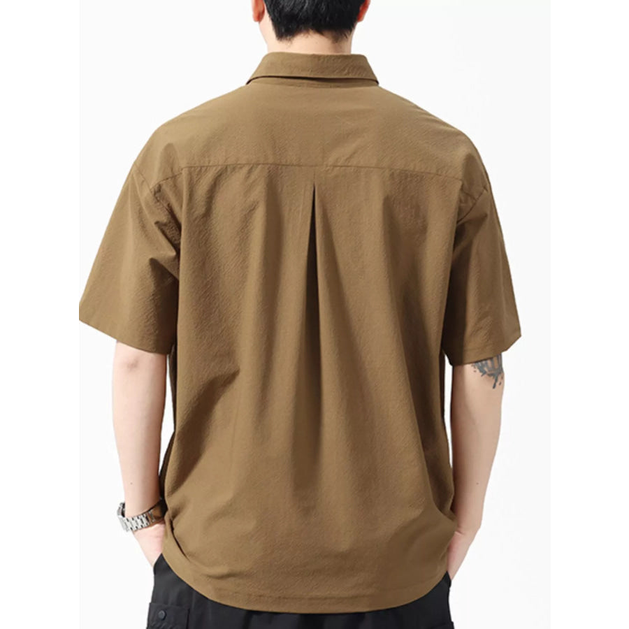 Men’s Plus Size Half Button Loose Fit Short Sleeve Polo Apparel and Accessories