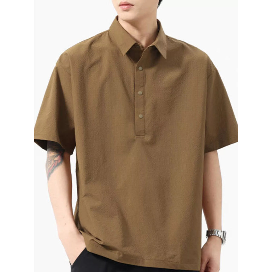 Men’s Plus Size Half Button Loose Fit Short Sleeve Polo Apparel and Accessories