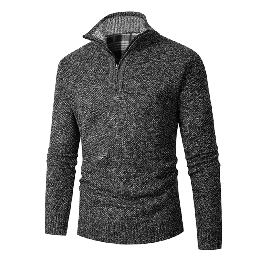 Men’s Plus Size Half-Zip Stand Collar Textured Sweater Apparel and Accessories