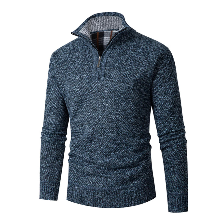 Men’s Plus Size Half-Zip Stand Collar Textured Sweater Blue / M Apparel and Accessories