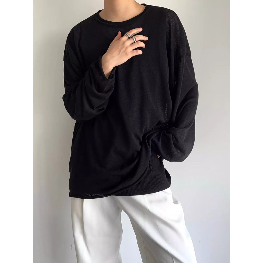 Men’s Plus Size Heathered Long-Sleeve T-Shirt Black / M Apparel and Accessories