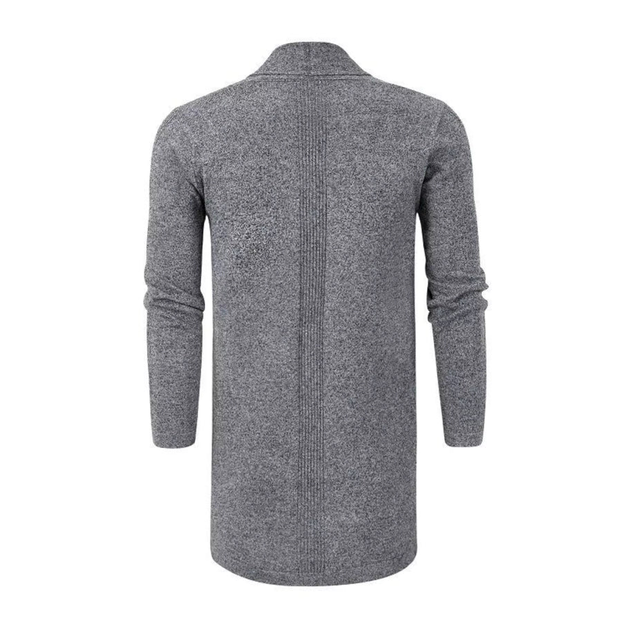 Men’s Plus Size Heathered Open Front Longline Knit Cardigan with Pockets Gray / M Apparel and Accessories