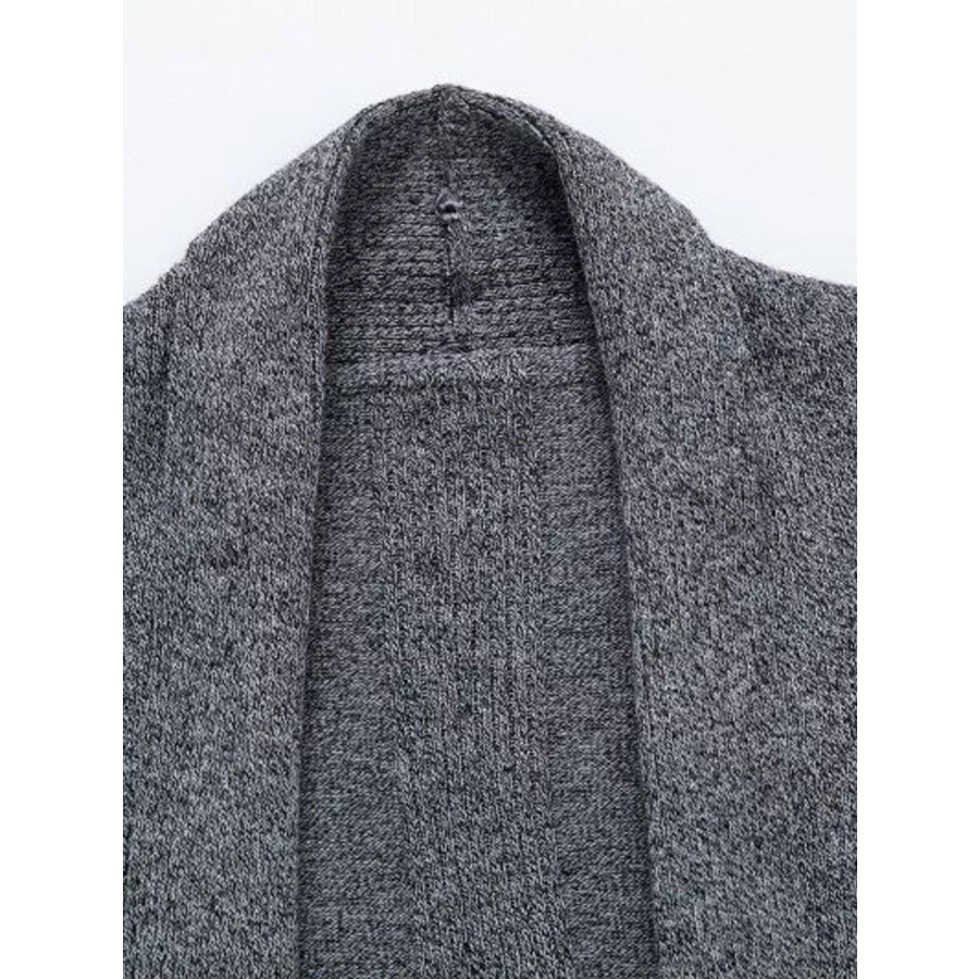 Men’s Plus Size Heathered Open Front Longline Knit Cardigan with Pockets Apparel and Accessories