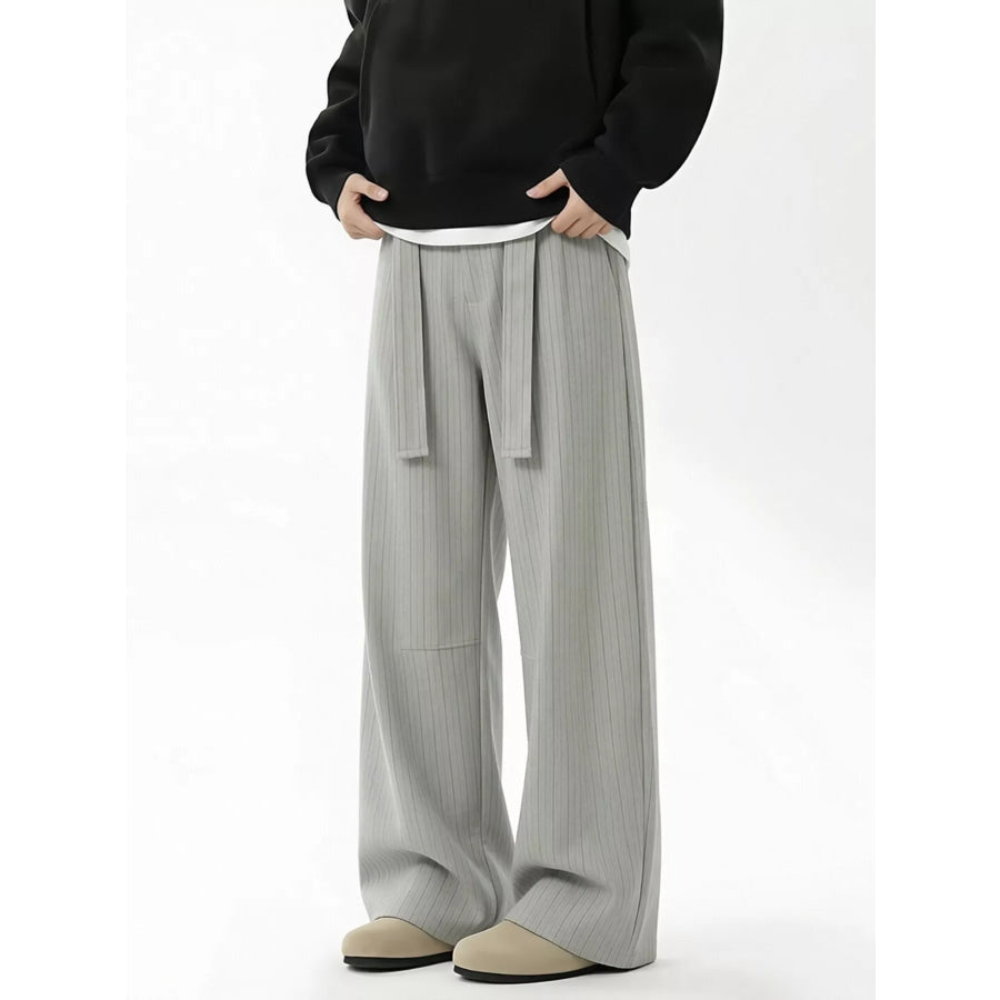 Men’s Plus Size High-Waisted Striped Wide-Leg Pants Sage / M Apparel and Accessories