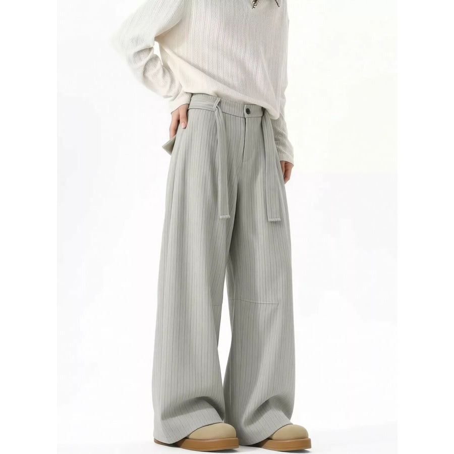 Men’s Plus Size High-Waisted Striped Wide-Leg Pants Apparel and Accessories