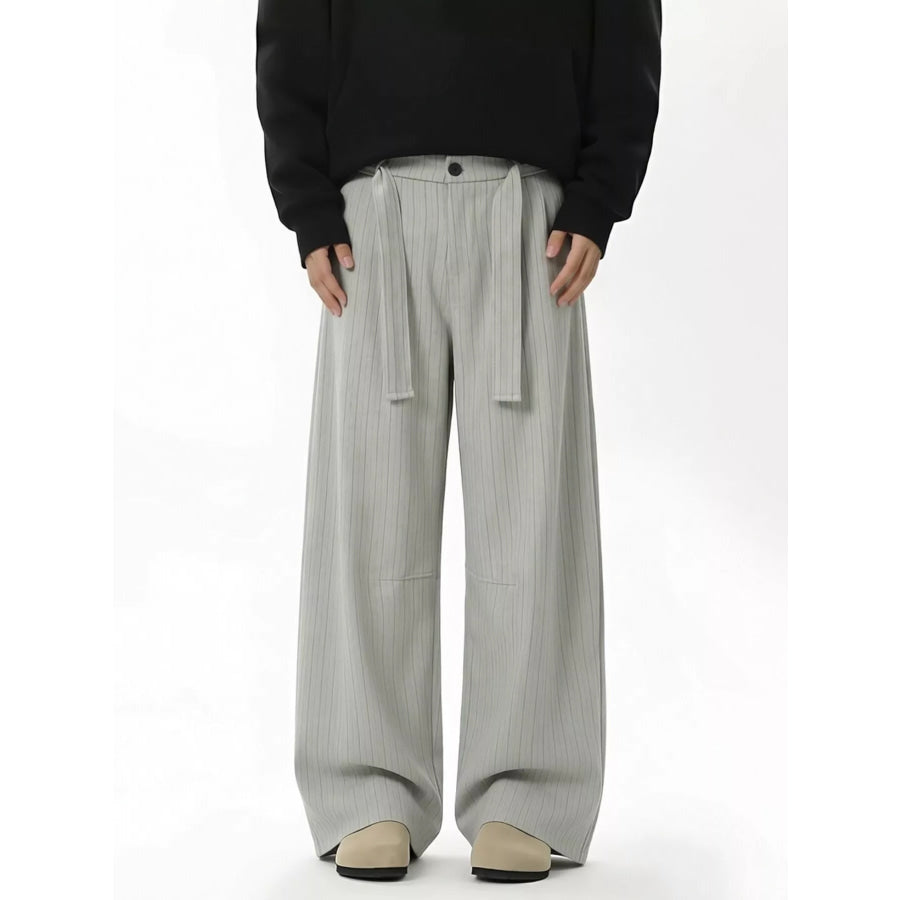 Men’s Plus Size High-Waisted Striped Wide-Leg Pants Sage / M Apparel and Accessories