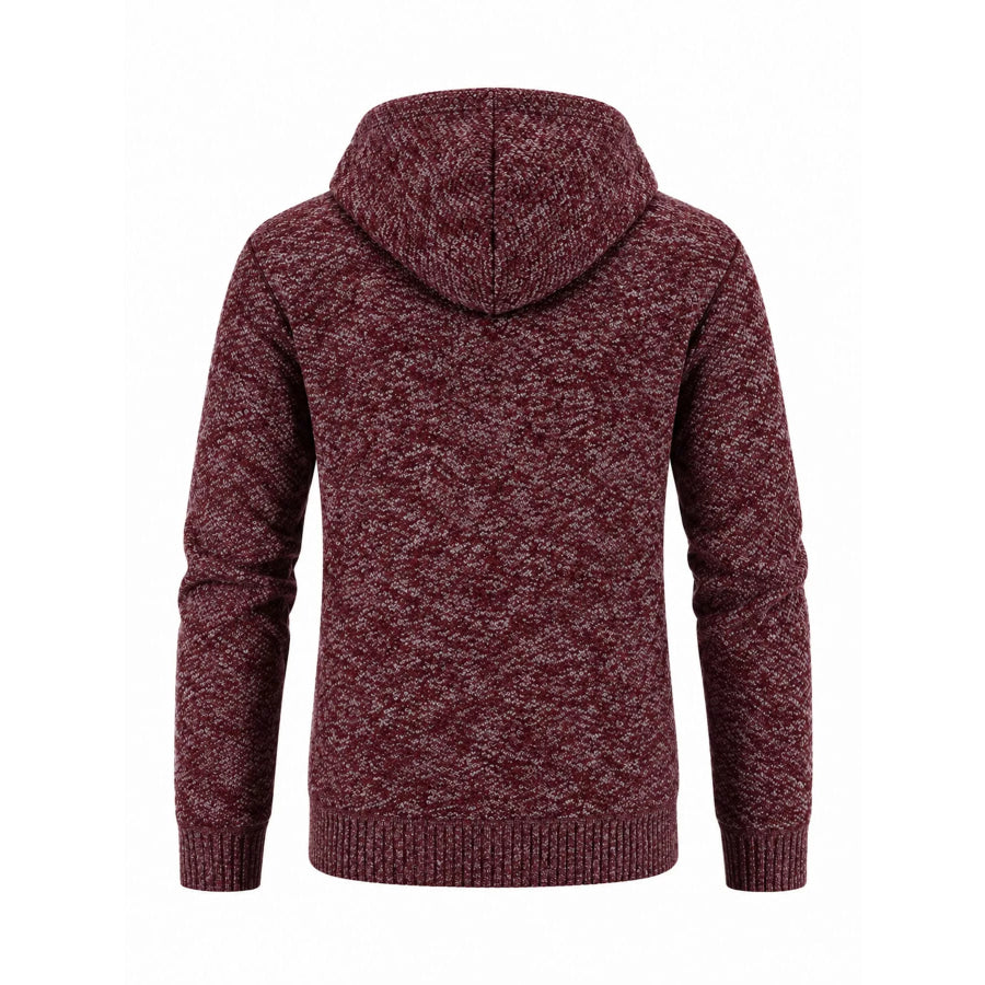 Men’s Plus Size Hooded Knit Cardigan with Full-Zip Closure Apparel and Accessories