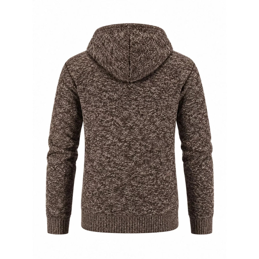 Men’s Plus Size Hooded Knit Cardigan with Full-Zip Closure Apparel and Accessories