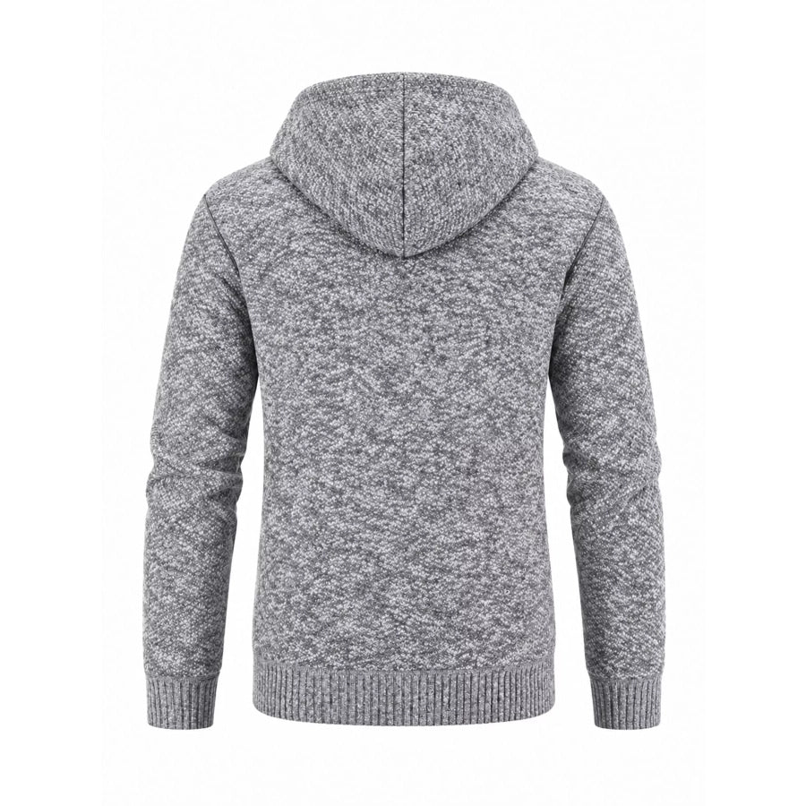 Men’s Plus Size Hooded Knit Cardigan with Full-Zip Closure Apparel and Accessories