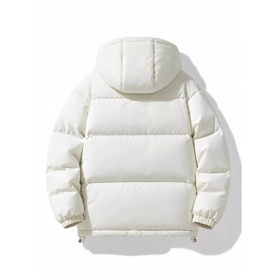 Men’s Plus Size Hooded Puffer Coat with Zipper and Elastic Cuffs Apparel Accessories