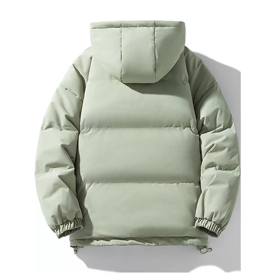 Men’s Plus Size Hooded Puffer Coat with Zipper and Elastic Cuffs Apparel Accessories
