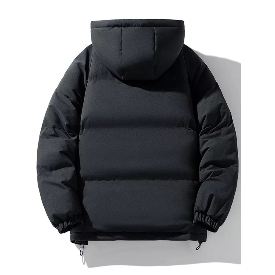 Men’s Plus Size Hooded Puffer Coat with Zipper and Elastic Cuffs Apparel Accessories