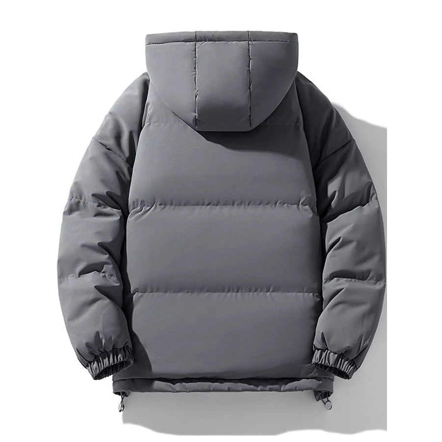 Men’s Plus Size Hooded Puffer Coat with Zipper and Elastic Cuffs Apparel Accessories