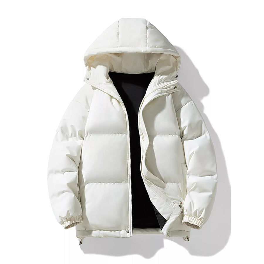 Men’s Plus Size Hooded Puffer Coat with Zipper and Elastic Cuffs Off-White-9989 / M Apparel Accessories