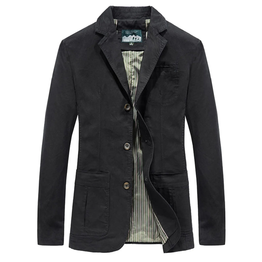 Men’s Plus Size Lapel Collar Button Up Blazer Black / M Apparel and Accessories