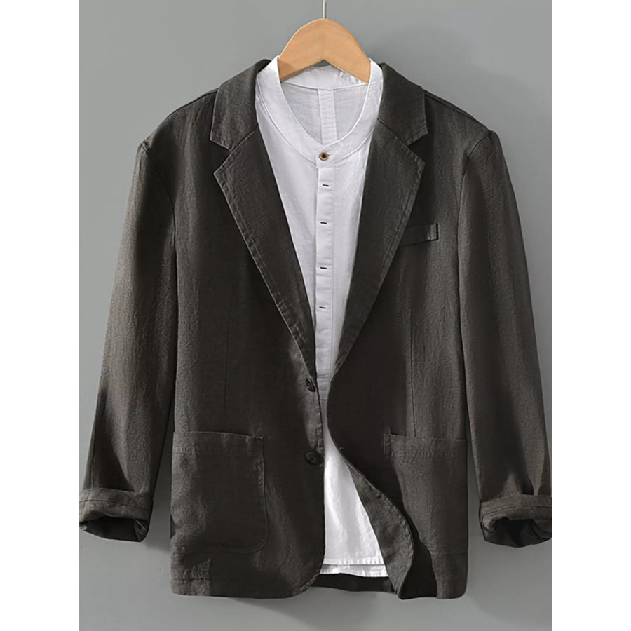 Men’s Plus Size Lapel Collar Button Up Blazer Grey / M Apparel and Accessories