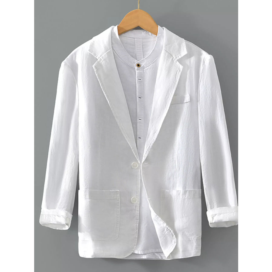 Men’s Plus Size Lapel Collar Button Up Blazer White / M Apparel and Accessories