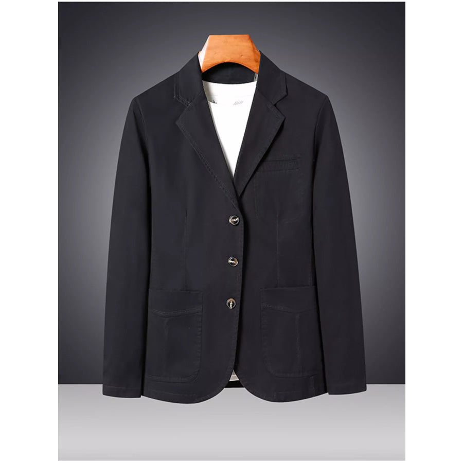 Men’s Plus Size Lapel Collar Long Sleeve Blazer Black / M Apparel and Accessories