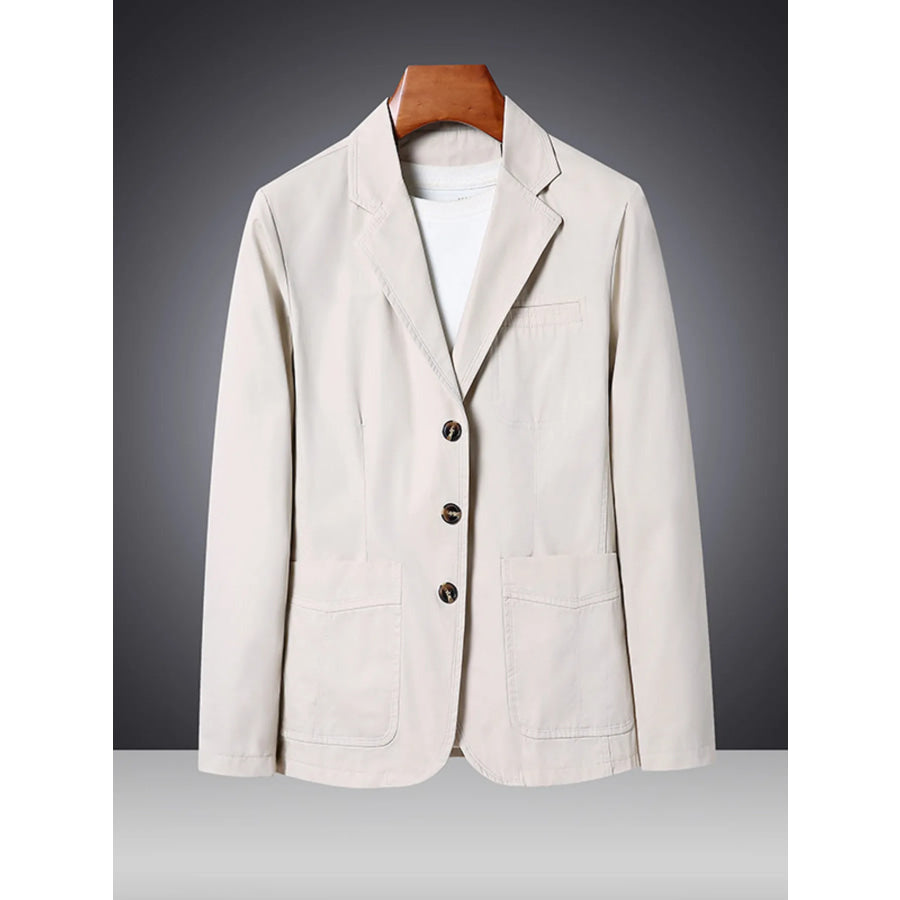 Men’s Plus Size Lapel Collar Long Sleeve Blazer Off-white / M Apparel and Accessories
