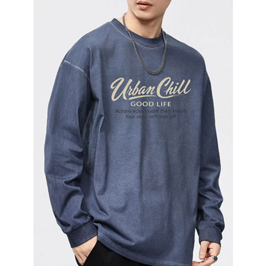 Men’s Plus Size Letter Graphic Long Sleeve T-Shirt Apparel and Accessories
