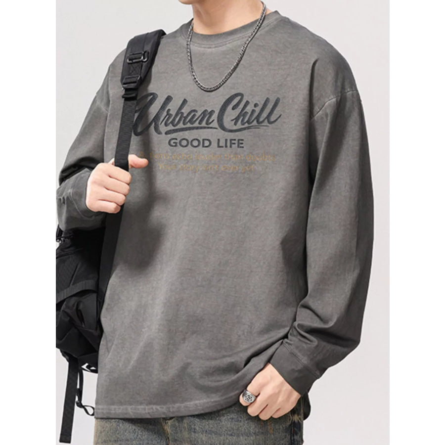 Men’s Plus Size Letter Graphic Long Sleeve T-Shirt Apparel and Accessories