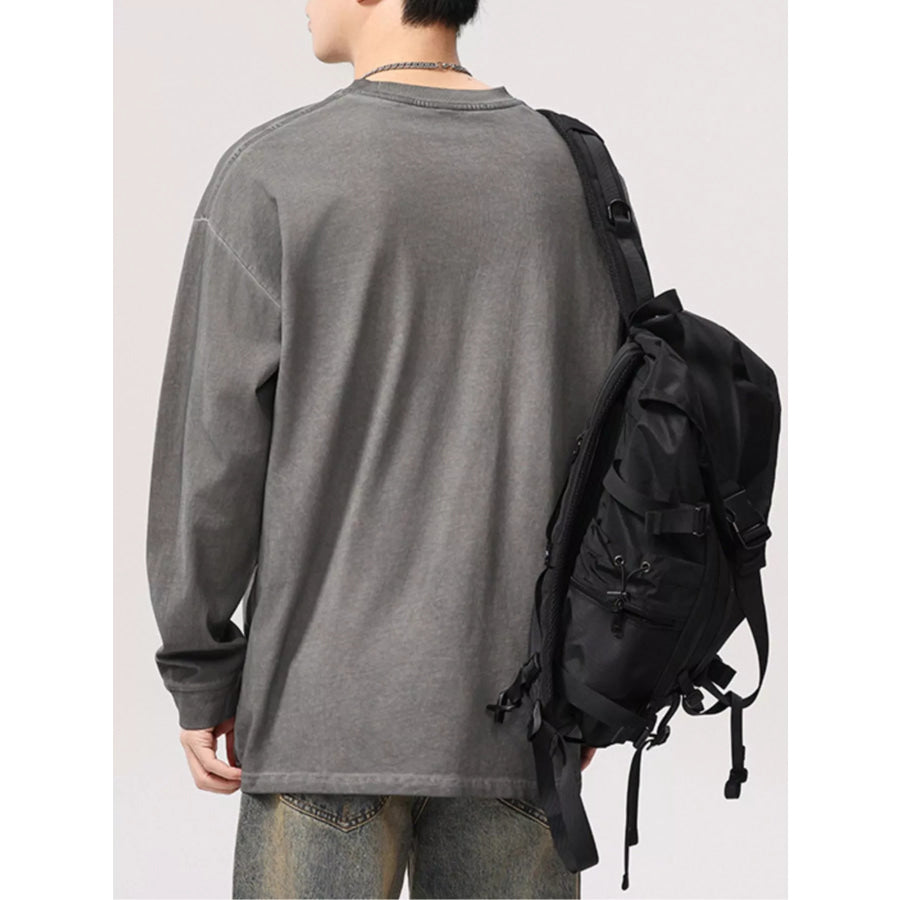 Men’s Plus Size Letter Graphic Long Sleeve T-Shirt Apparel and Accessories