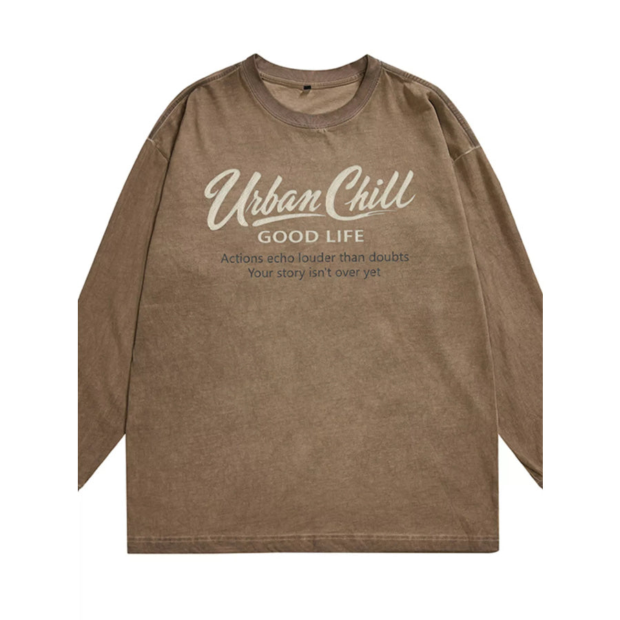 Men’s Plus Size Letter Graphic Long Sleeve T-Shirt Apparel and Accessories