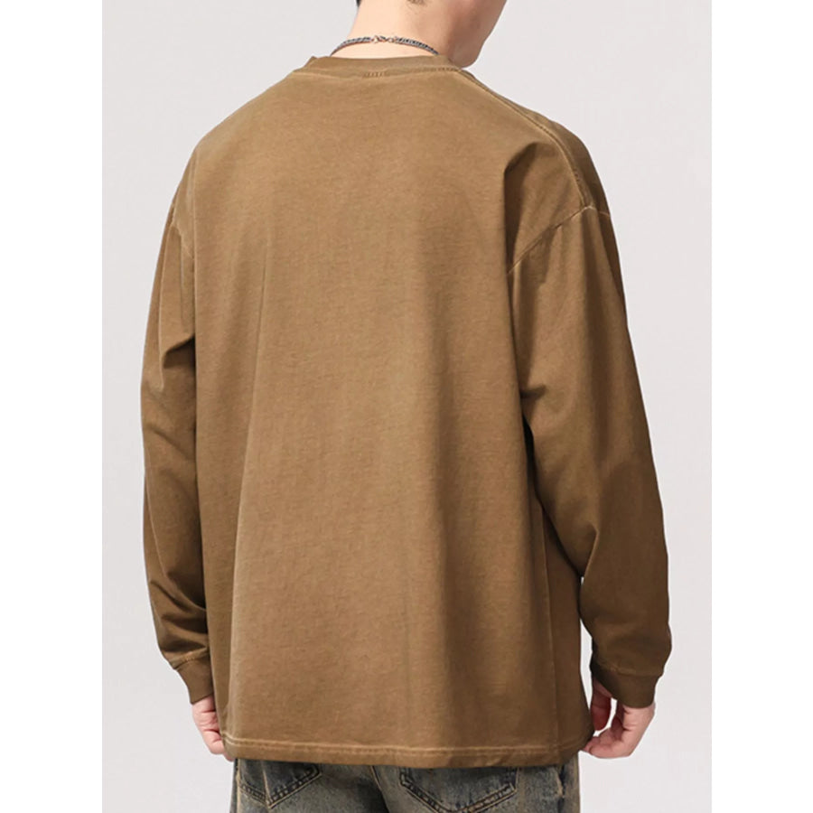 Men’s Plus Size Letter Graphic Long Sleeve T-Shirt Apparel and Accessories